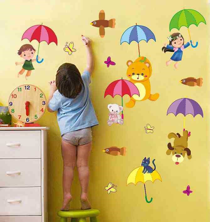 Kid drawing on wall